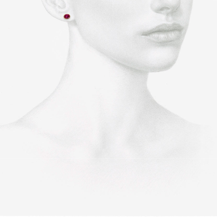 LOLA BROOKS 18K & BUFF-TOP RUBY PEBBLE STUDS, 1CT