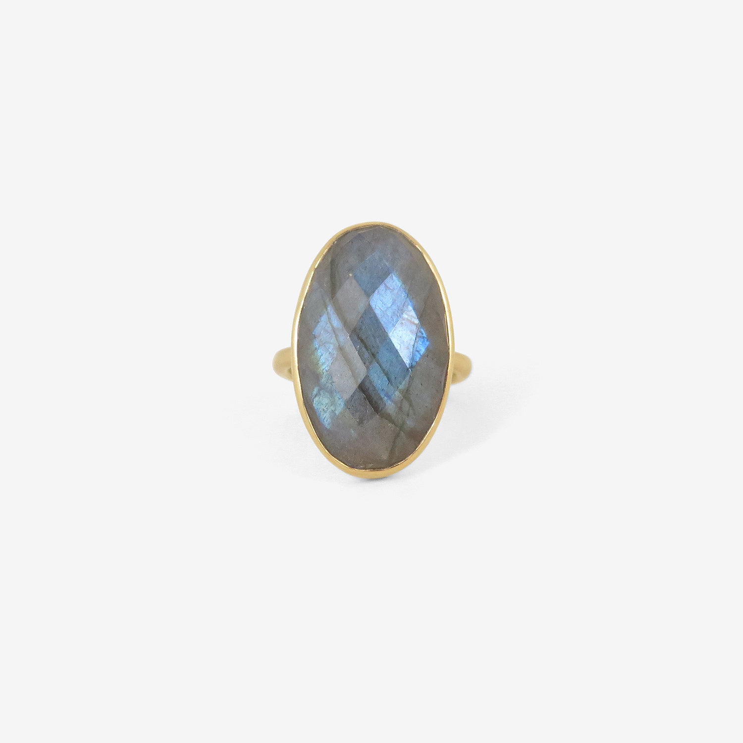 LOLA BROOKS 18K & OVAL CHECKERED LABRADORITE RING, 18.79CT