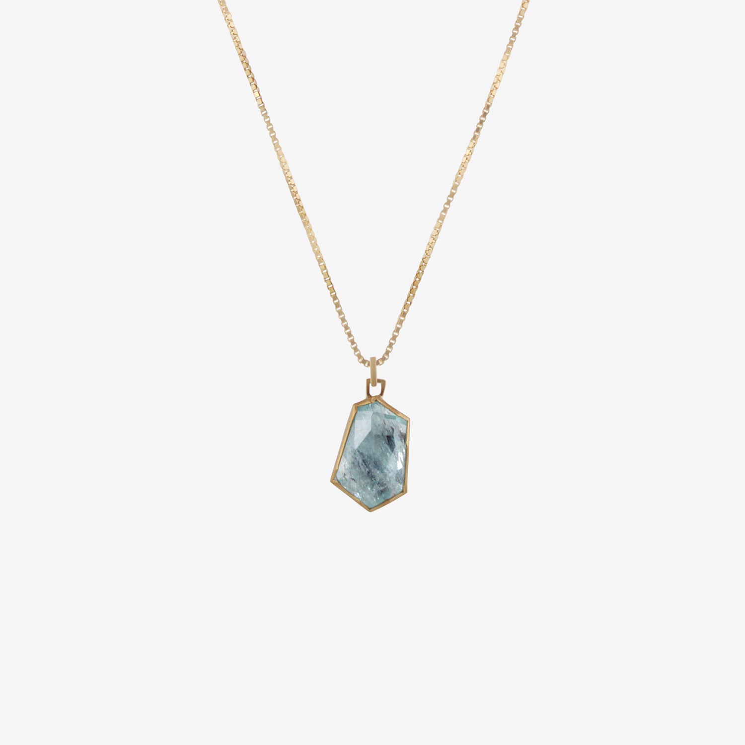 LOLA BROOKS 18K & CHUNKY FACETED AQUAMARINE CRYSTAL NECKLACE, 11.32CT