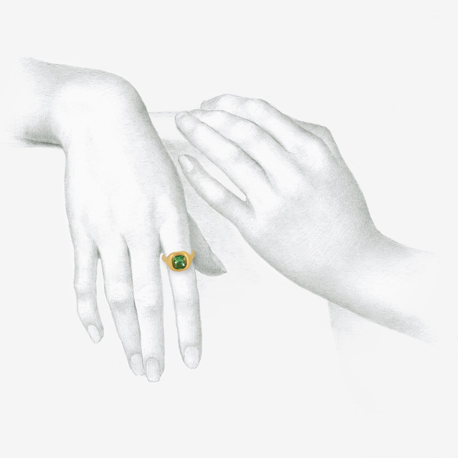 LOLA BROOKS 22K & CUSHION-CUT BLUE GREEN TOURMALINE CAST RING, 2.88CT