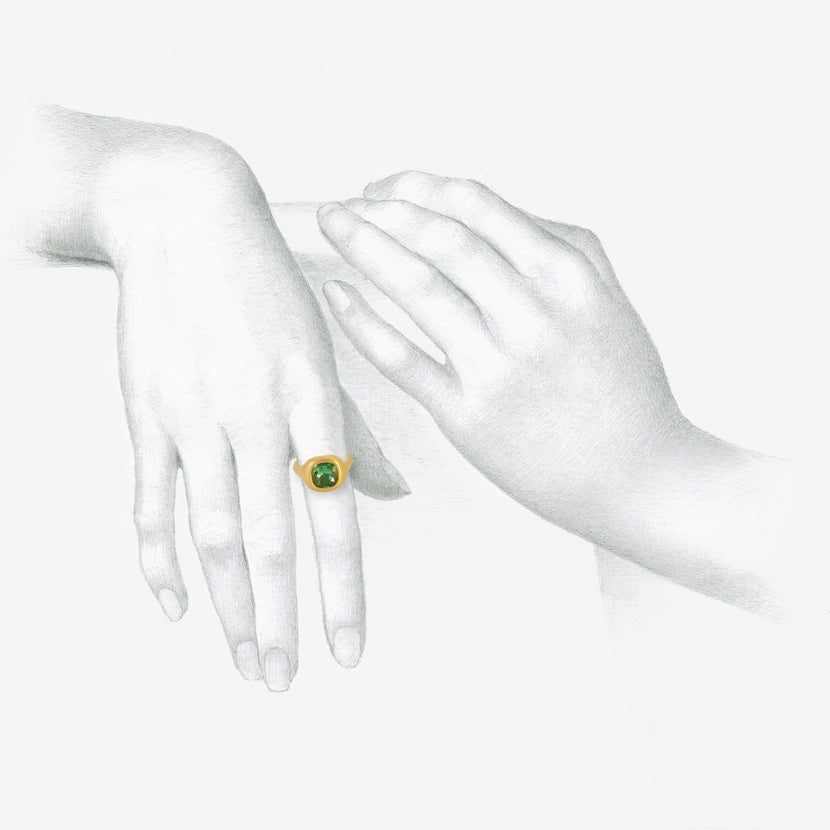 LOLA BROOKS 22K & CUSHION-CUT BLUE GREEN TOURMALINE CAST RING, 2.88CT