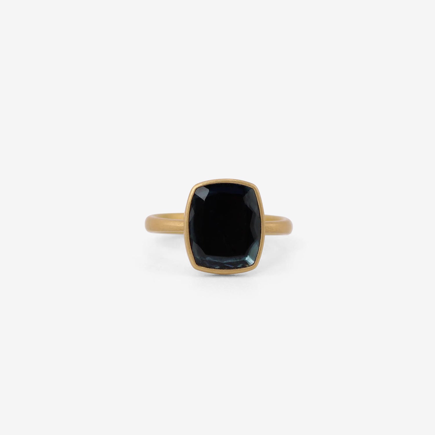 LOLA BROOKS 18K & CUSHION-SHAPED PORTRAIT-CUT NAVY TOURMALINE RING, 1.75CT