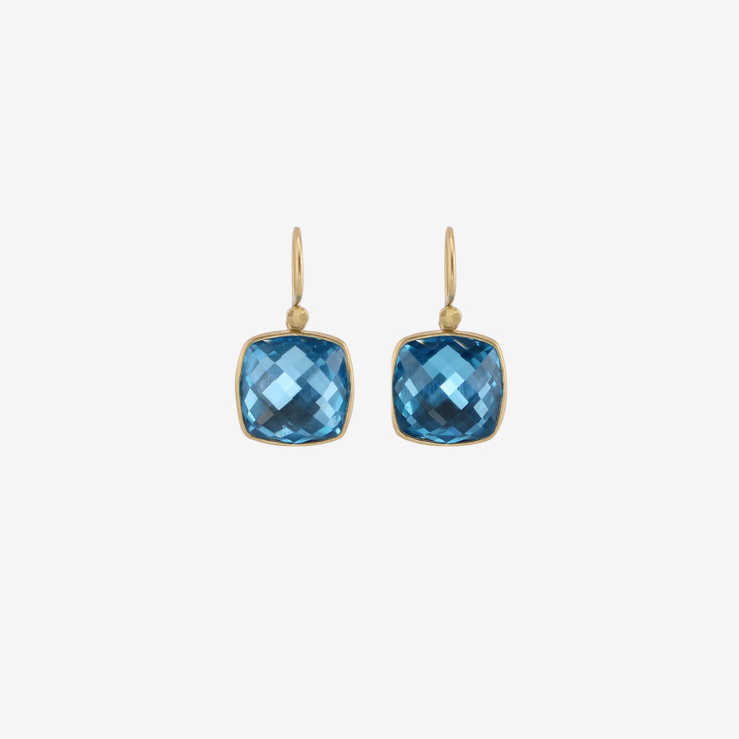 LOLA BROOKS 18K & CUSHION-SHAPED SWISS BLUE TOPAZ DROP EARRINGS, 10.15CT