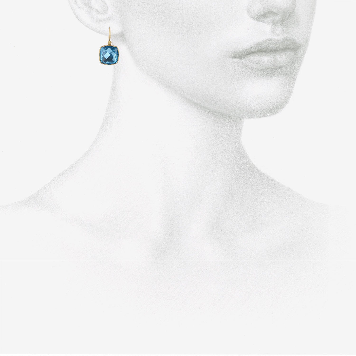 LOLA BROOKS 18K & CUSHION-SHAPED SWISS BLUE TOPAZ DROP EARRINGS, 10.15CT