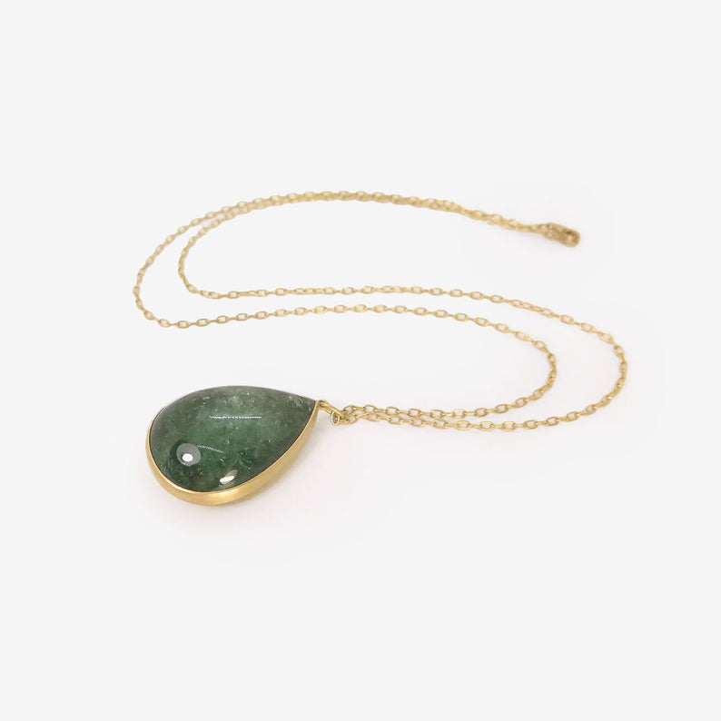 LOLA BROOKS 18K & DEEP GREEN TOURMALINE TEARDROP CONFETTI NECKLACE, 44.14CT