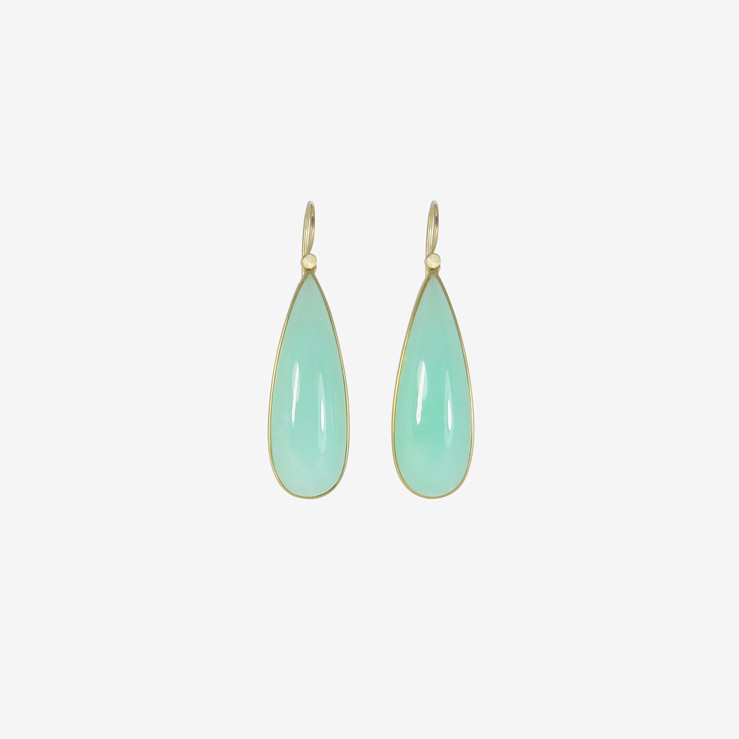 LOLA BROOKS 18K & CHRYSOPRASE LONG TEARDROP EARRINGS, 42.31CT