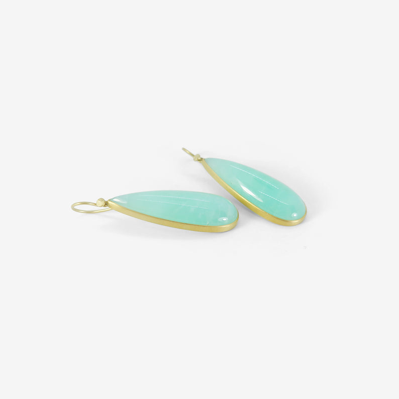 LOLA BROOKS 18K & CHRYSOPRASE LONG TEARDROP EARRINGS, 42.31CT