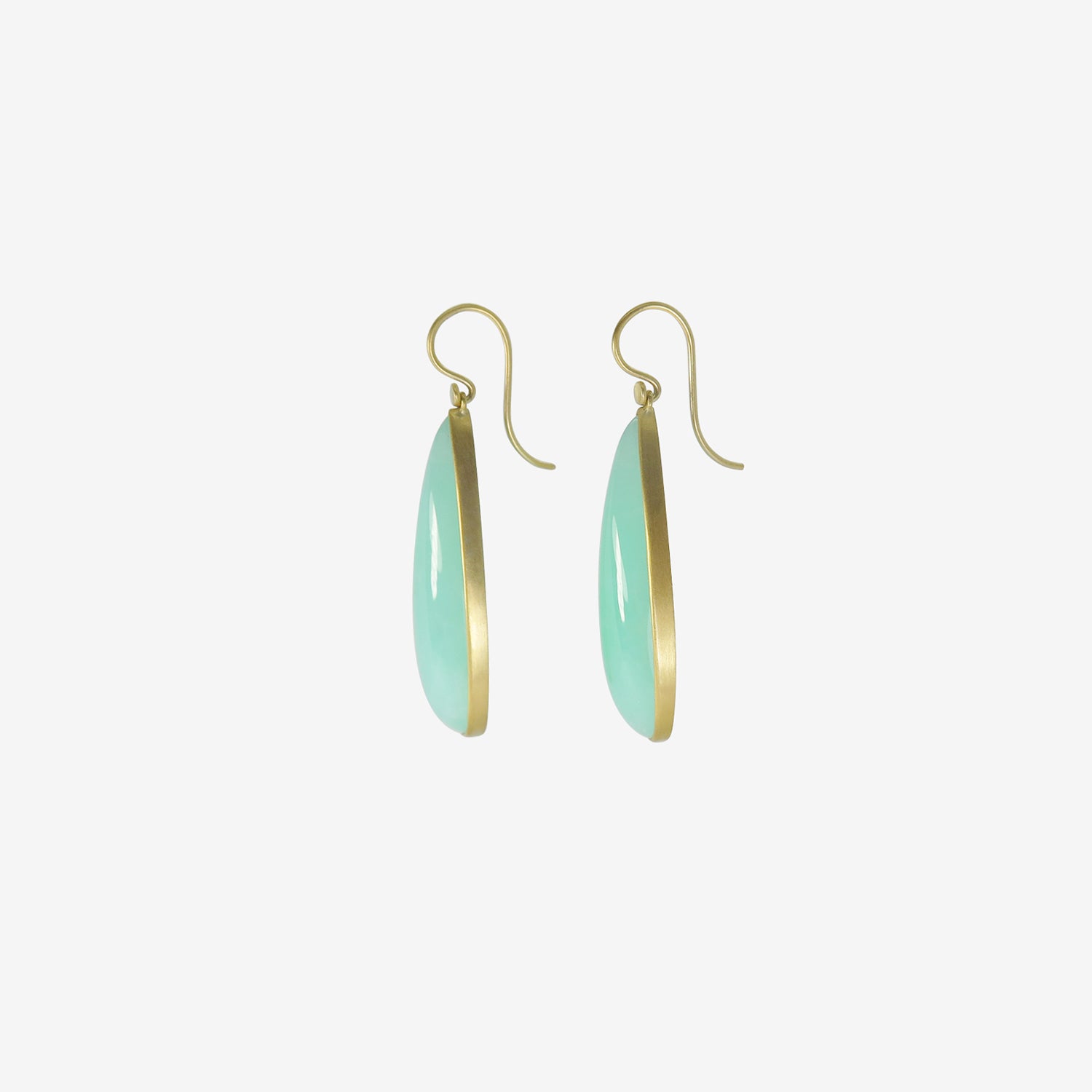 LOLA BROOKS 18K & CHRYSOPRASE LONG TEARDROP EARRINGS, 42.31CT