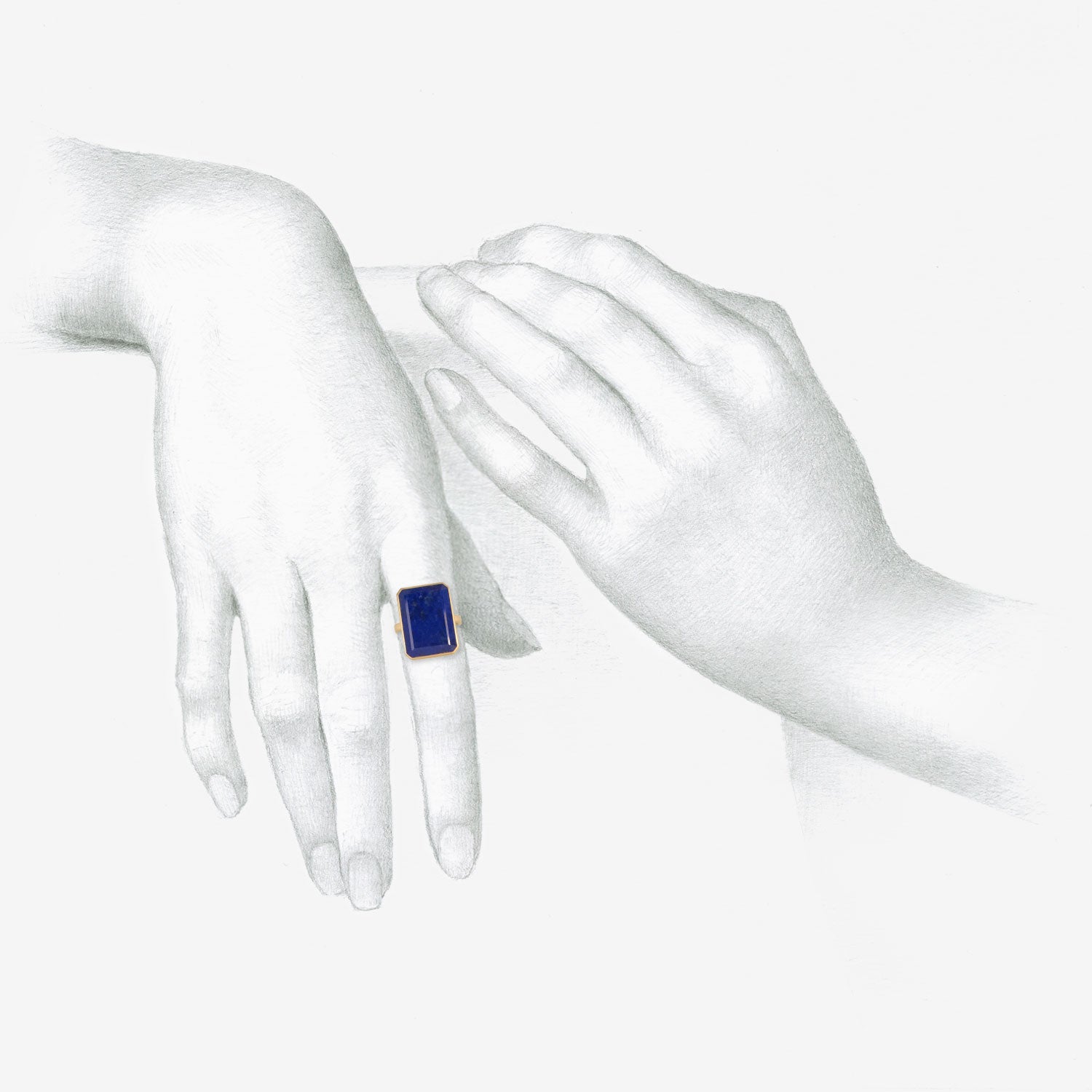 LOLA BROOKS 18K & EMERALD-CUT LAPIS RING, 12.23CT