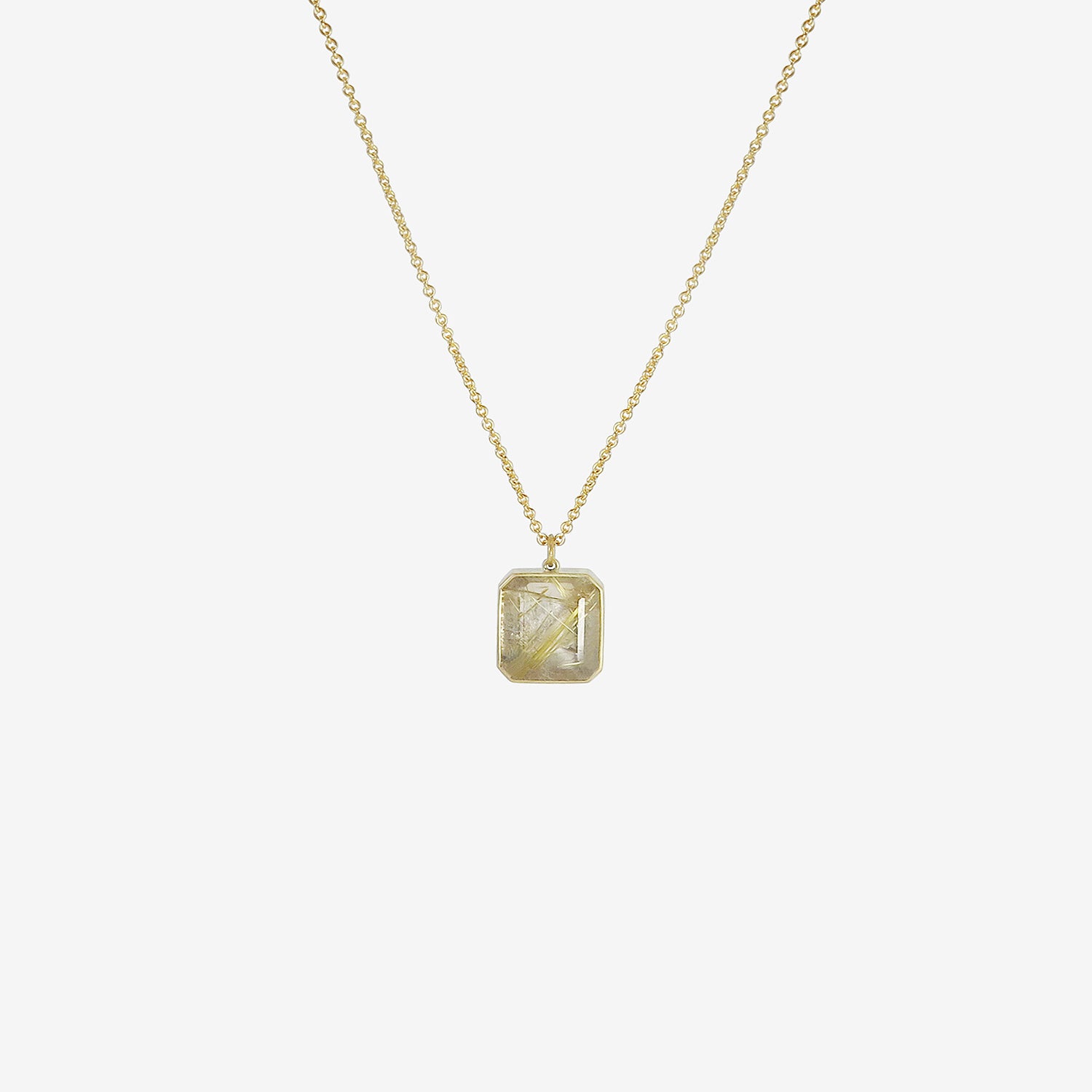 LOLA BROOKS 18K & EMERALD-CUT RUTILATED QUARTZ PENDANT, 9.61CT