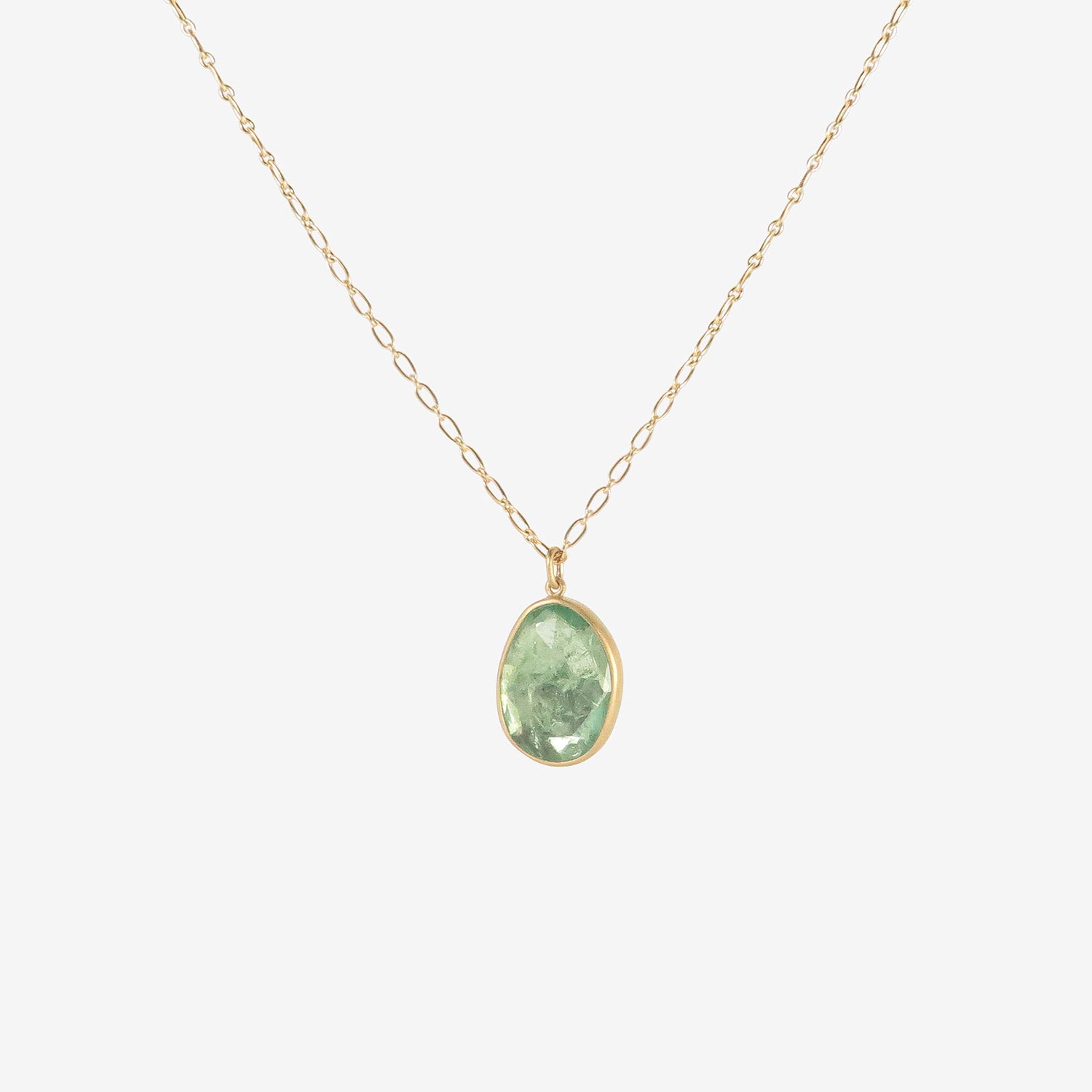 LOLA BROOKS 18K & EMERALD PEBBLE DROP PENDANT 5.18CT