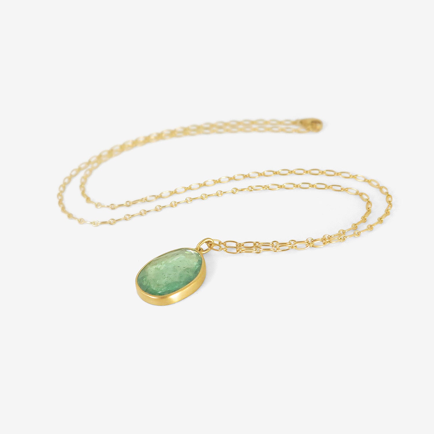 LOLA BROOKS 18K & EMERALD PEBBLE DROP PENDANT 5.18CT