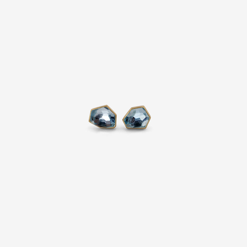 LOLA BROOKS 18K & FACETED AQUAMARINE CRYSTAL STUDS, 2.29CT