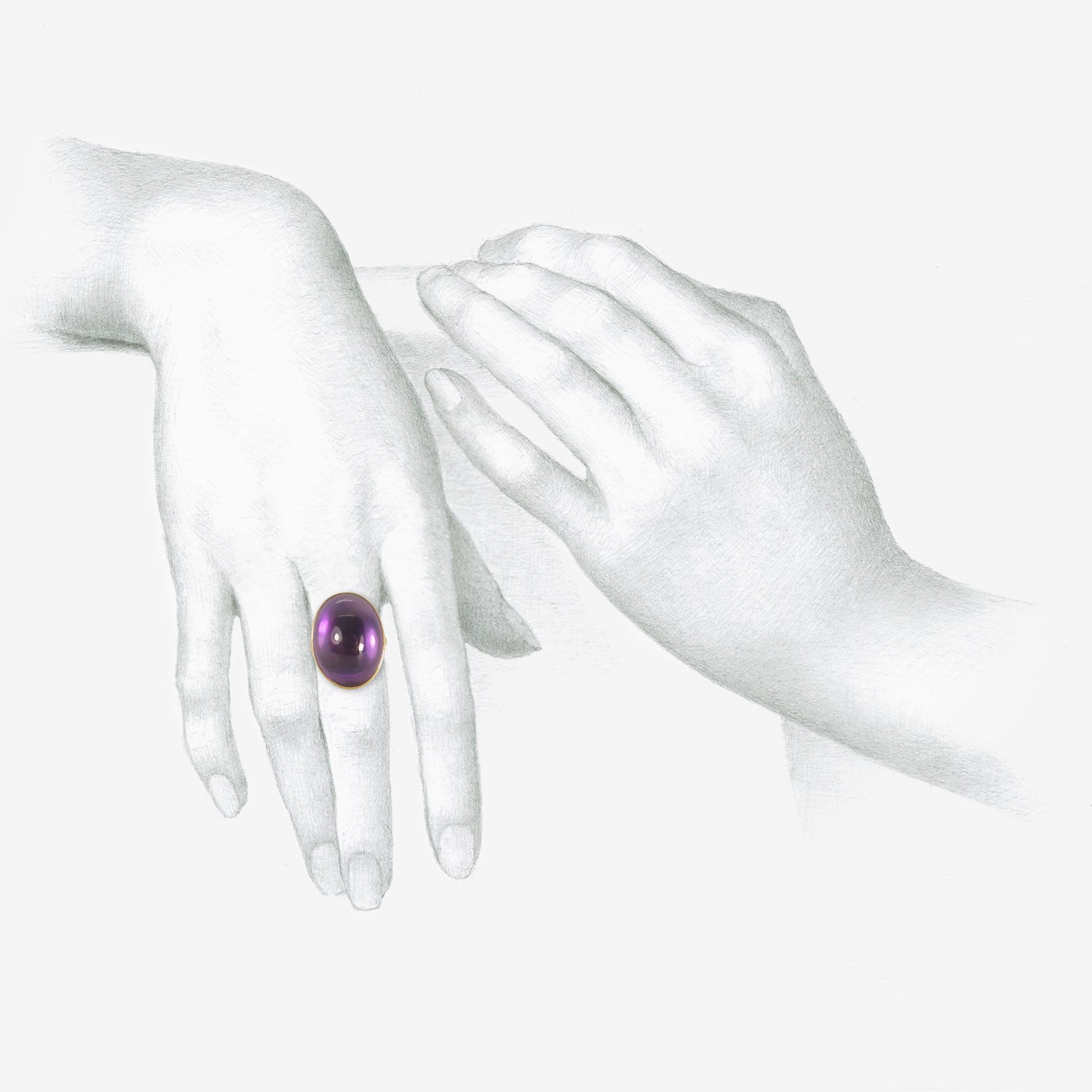 LOLA BROOKS 18K & LARGE OVAL AMETHYST RING, 27.25CT