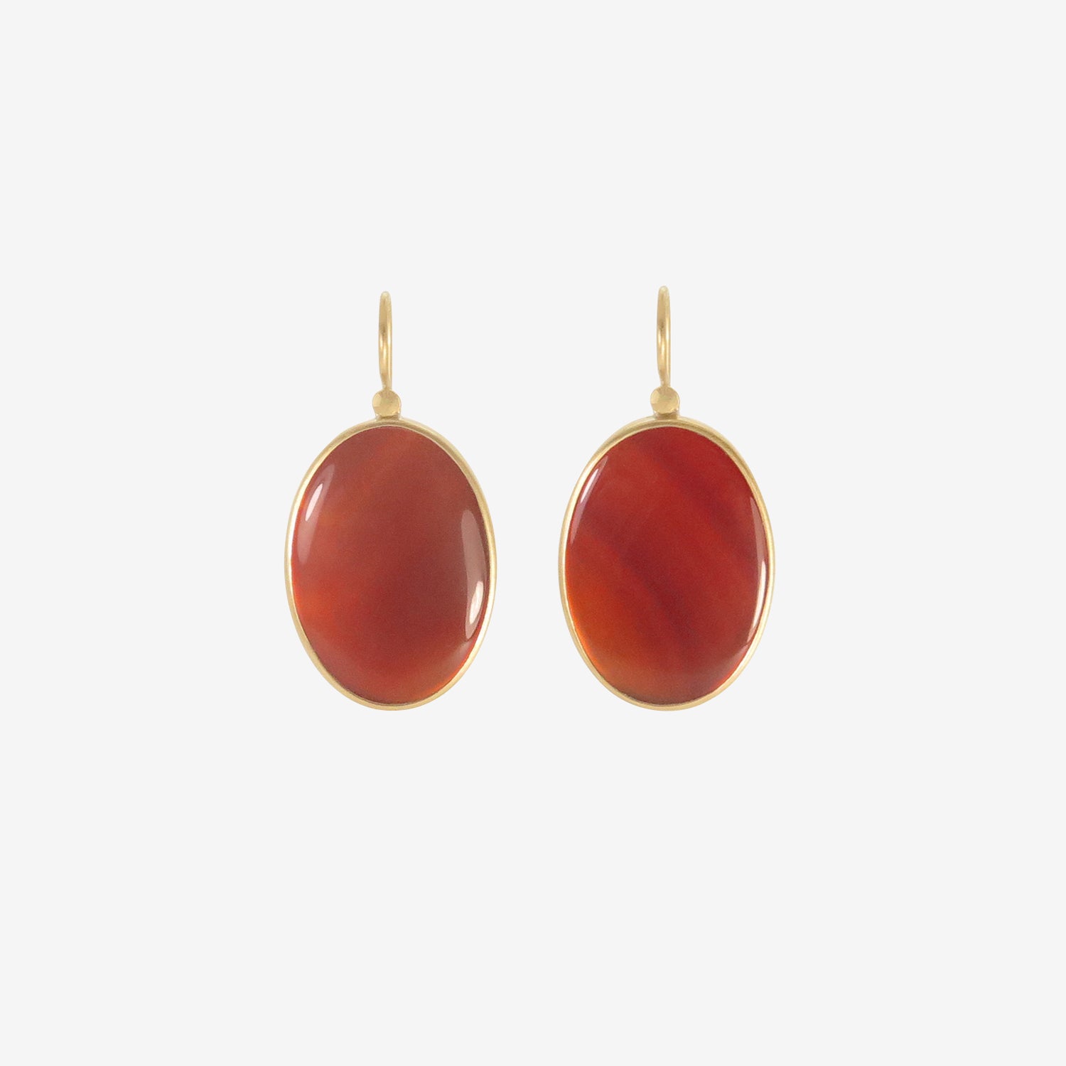 LOLA BROOKS 18K & LARGE OVAL CARNELIAN DROP EARRINGS, 23.79CT