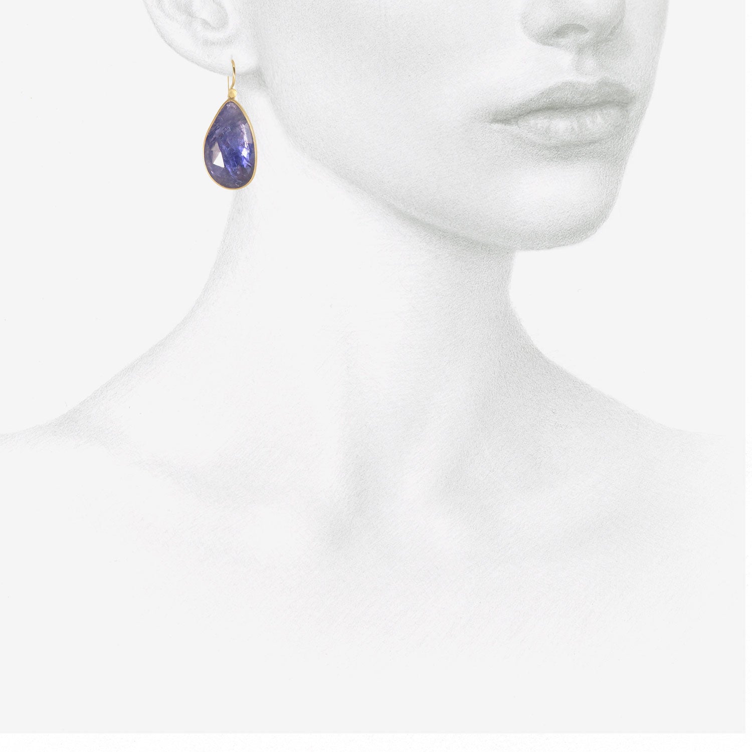 LOLA BROOKS 18K & LARGE ROSE-CUT TANZANITE PEBBLE DROP EARRINGS, 27.95CT