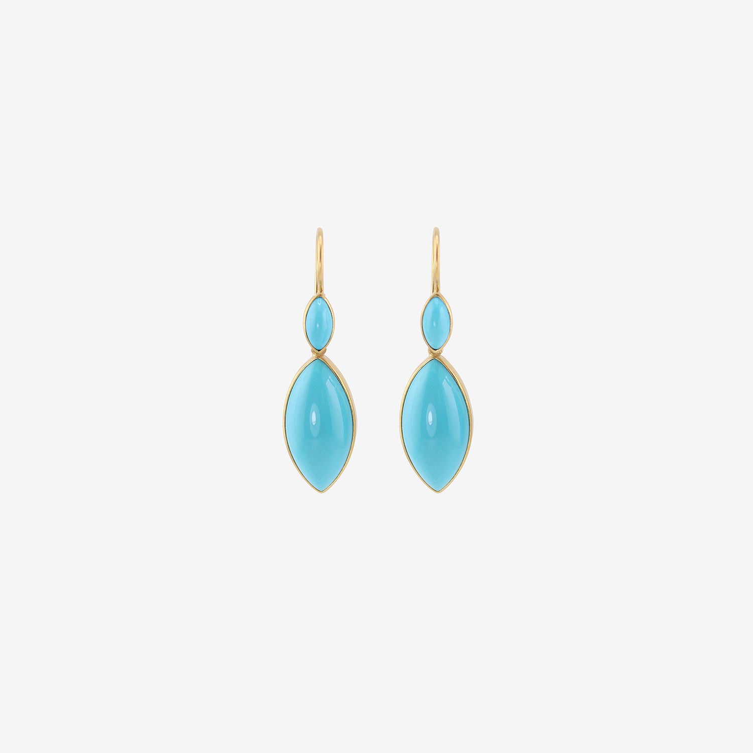 LOLA BROOKS 18K & MARQUIS-SHAPED SLEEPING BEAUTY TURQUOISE DOUBLE DROP EARRINGS, 14.52CT