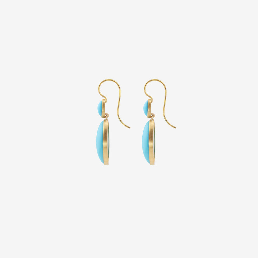 LOLA BROOKS 18K & MARQUIS-SHAPED SLEEPING BEAUTY TURQUOISE DOUBLE DROP EARRINGS, 14.52CT