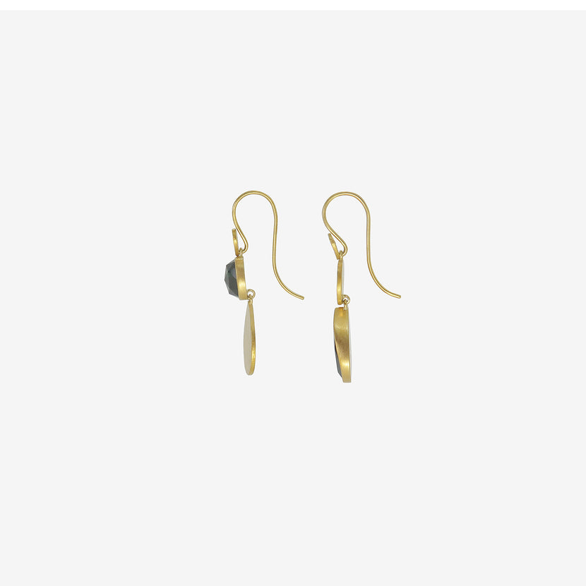 LOLA BROOKS 22K & MIXED-SHAPE BLUE GREEN TOURMALINE KLIMT DOUBLE DROP EARRINGS, 6.30CT