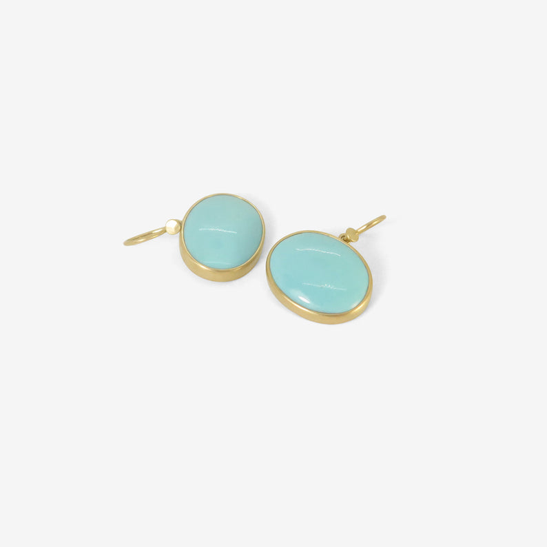 LOLA BROOKS 18K & OVAL SLEEPING BEAUTY TURQUOISE EARRINGS, 12.19CT