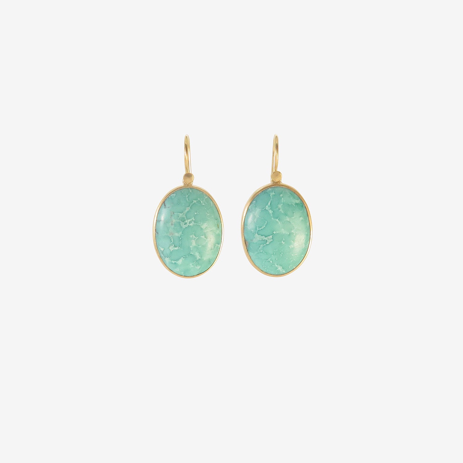 LOLA BROOKS 18K & OVAL TIBETAN TURQUOISE DROP EARRINGS, 19.89CT
