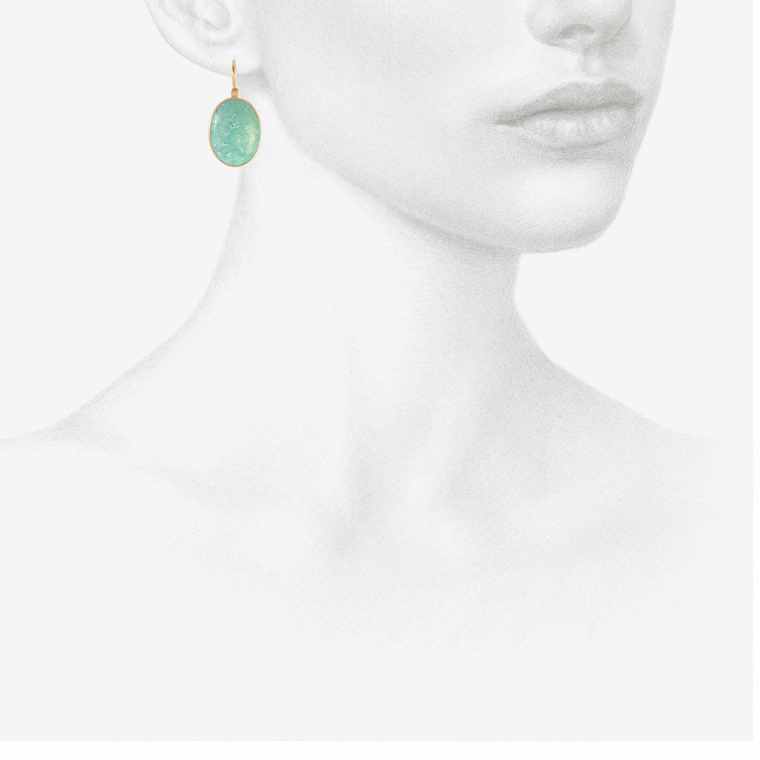 LOLA BROOKS 18K & OVAL TIBETAN TURQUOISE DROP EARRINGS, 19.89CT