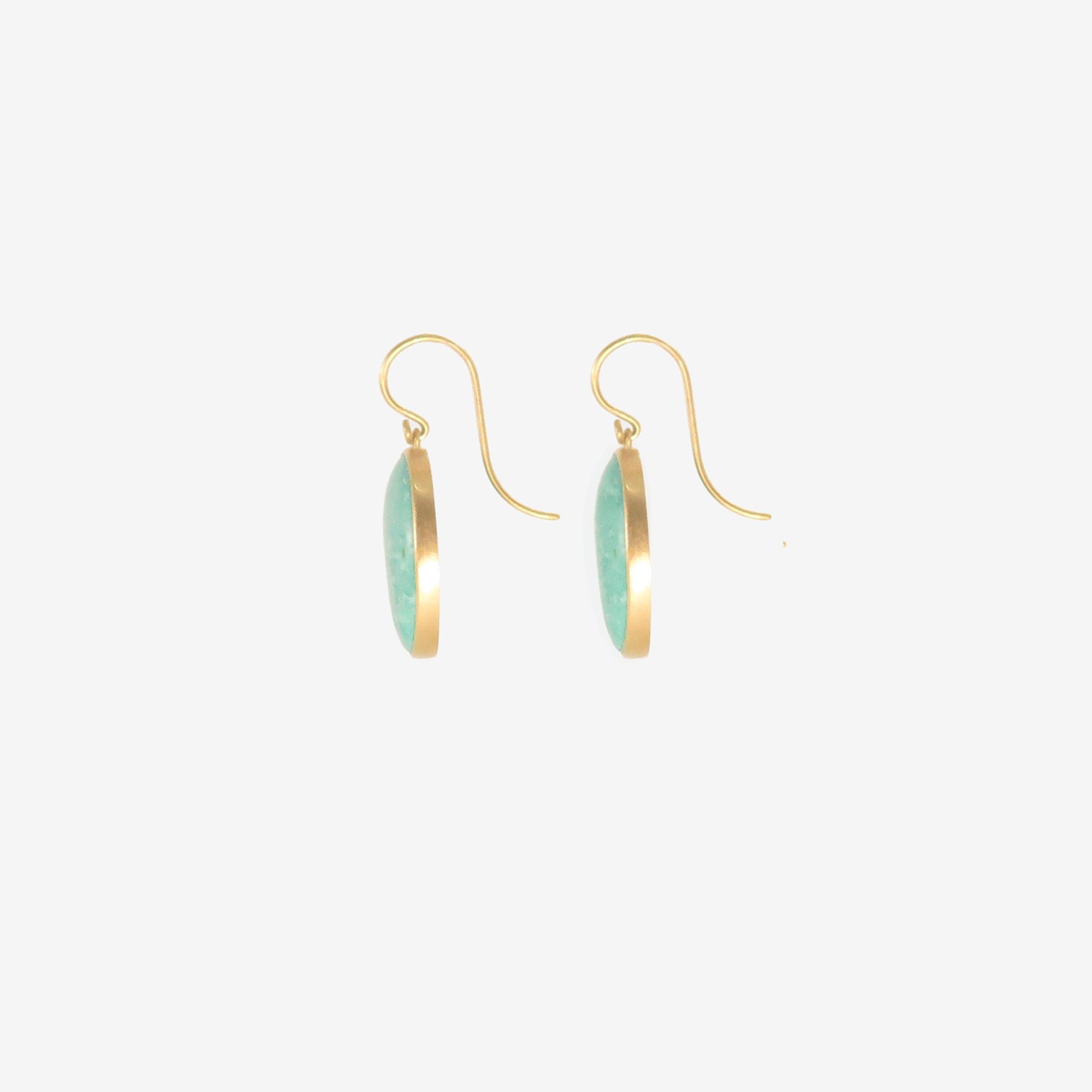 LOLA BROOKS 18K & OVAL TIBETAN TURQUOISE DROP EARRINGS, 19.89CT