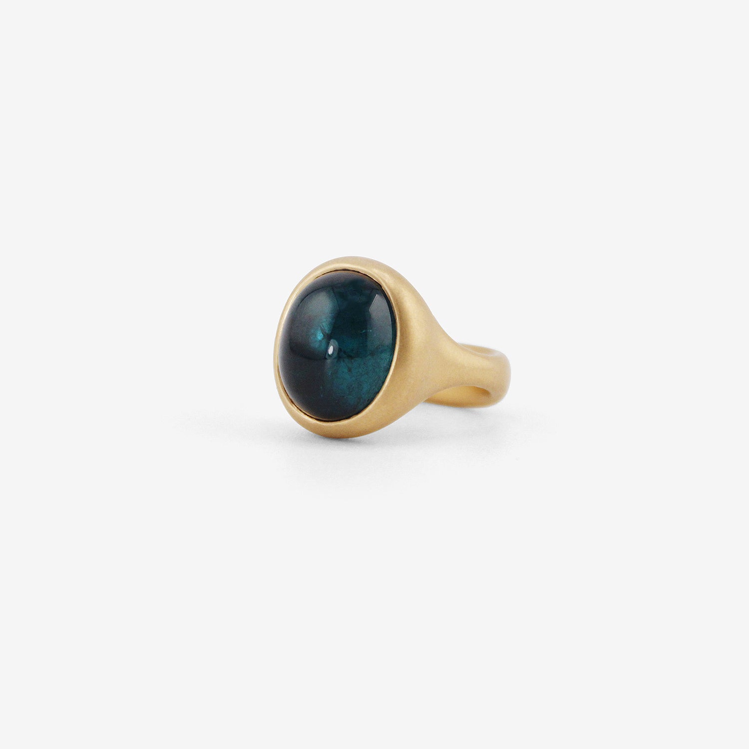 LOLA BROOKS 18K & OVAL BLUE GREEN TOURMALINE CAST RING, 12.57CT