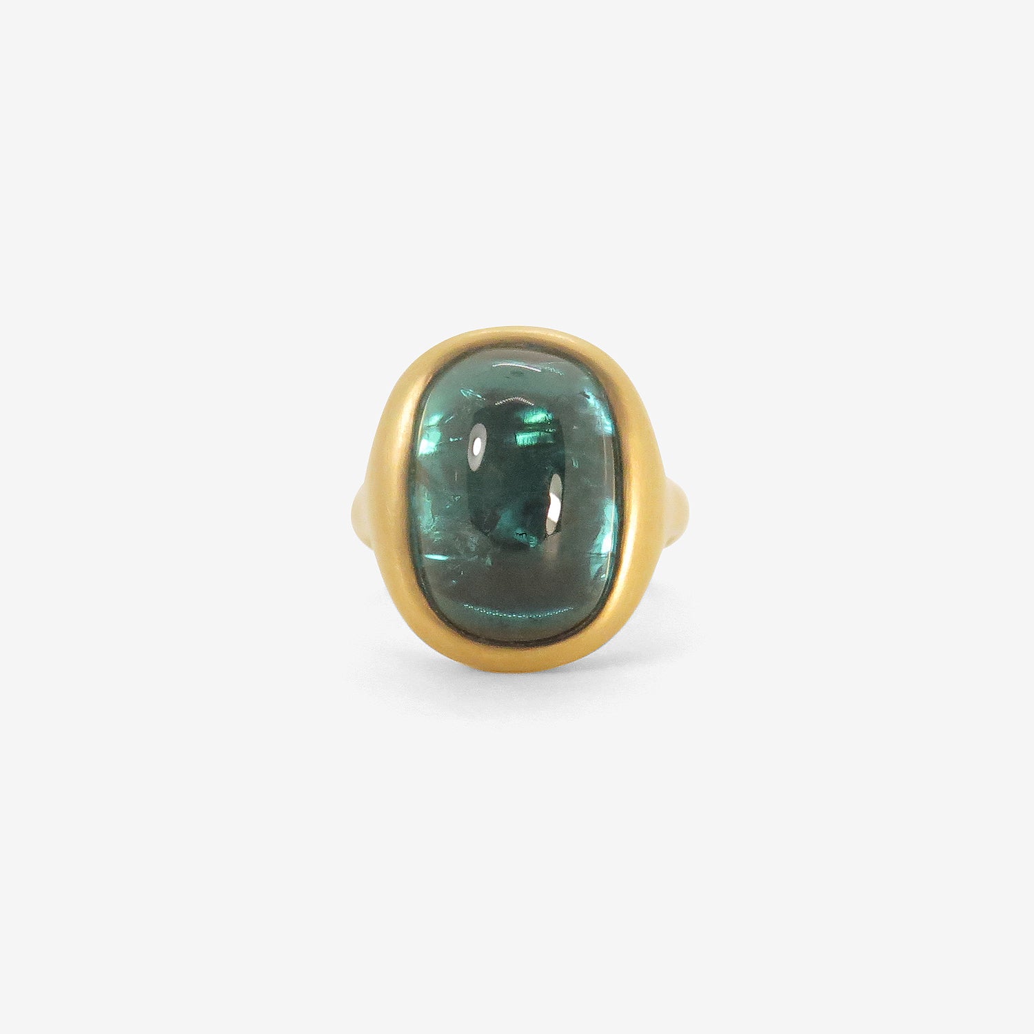 LOLA BROOKS 18K & OVAL BLUE GREEN TOURMALINE CAST RING, 13.71CT