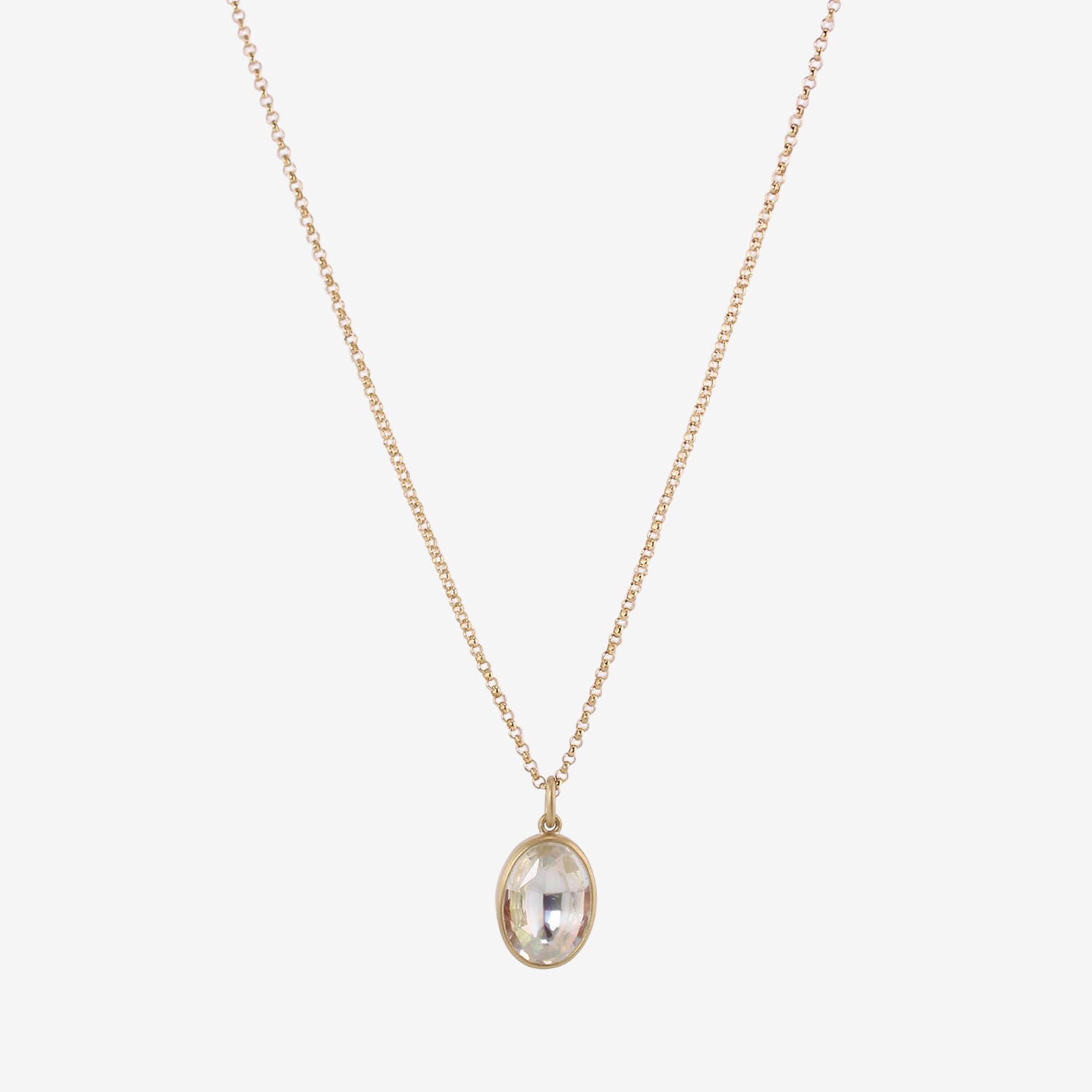 LOLA BROOKS 18K & OVAL FACETED RAINBOW MOONSTONE PENDANT, 4.97CT