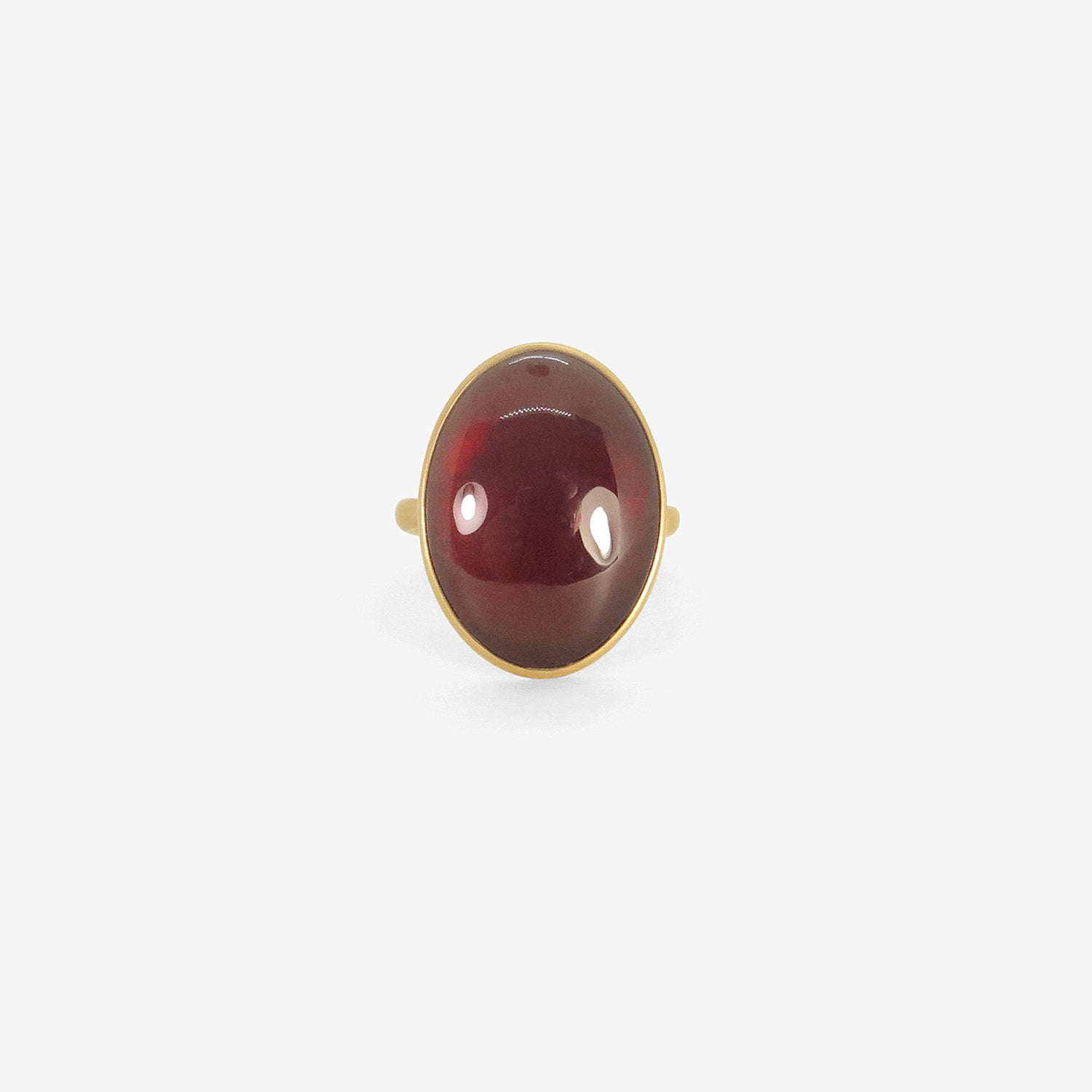 LOLA BROOKS 18K & OVAL HESSONITE GARNET RING, 21.38CT