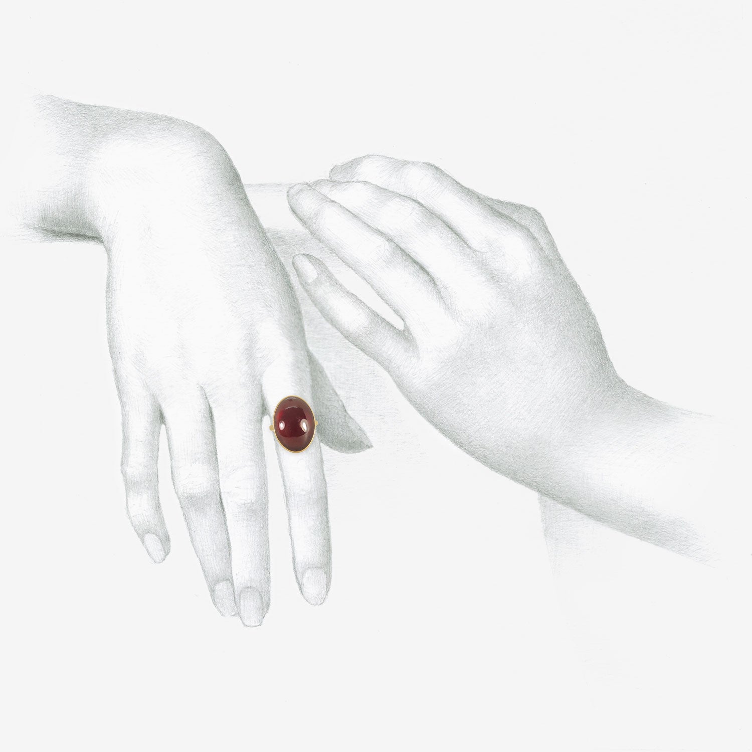 LOLA BROOKS 18K & OVAL HESSONITE GARNET RING, 21.38CT