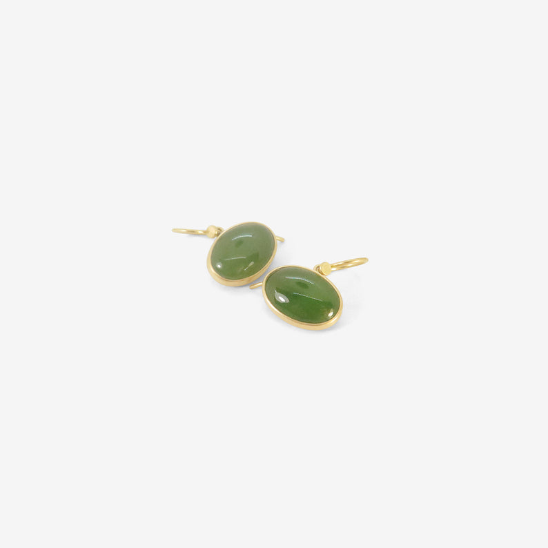 LOLA BROOKS 18K & OVAL JADE DROP EARRINGS, 9.62CT