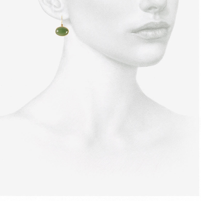 LOLA BROOKS 18K & OVAL JADE DROP EARRINGS, 9.62CT