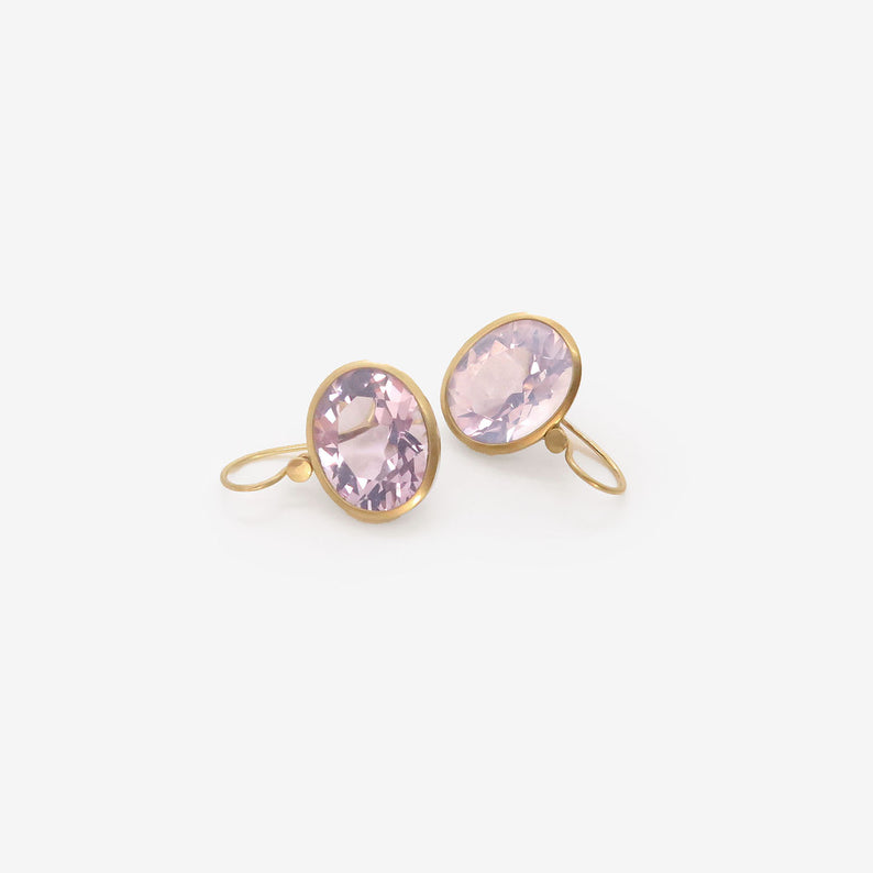 LOLA BROOKS 18K & OVAL LILAC AMETHYST EARRINGS, 21.98CT