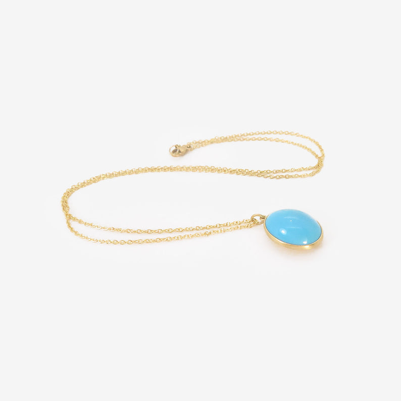 LOLA BROOKS 18K & OVAL SLEEPING BEAUTY TURQUOISE NECKLACE, 9.92CT