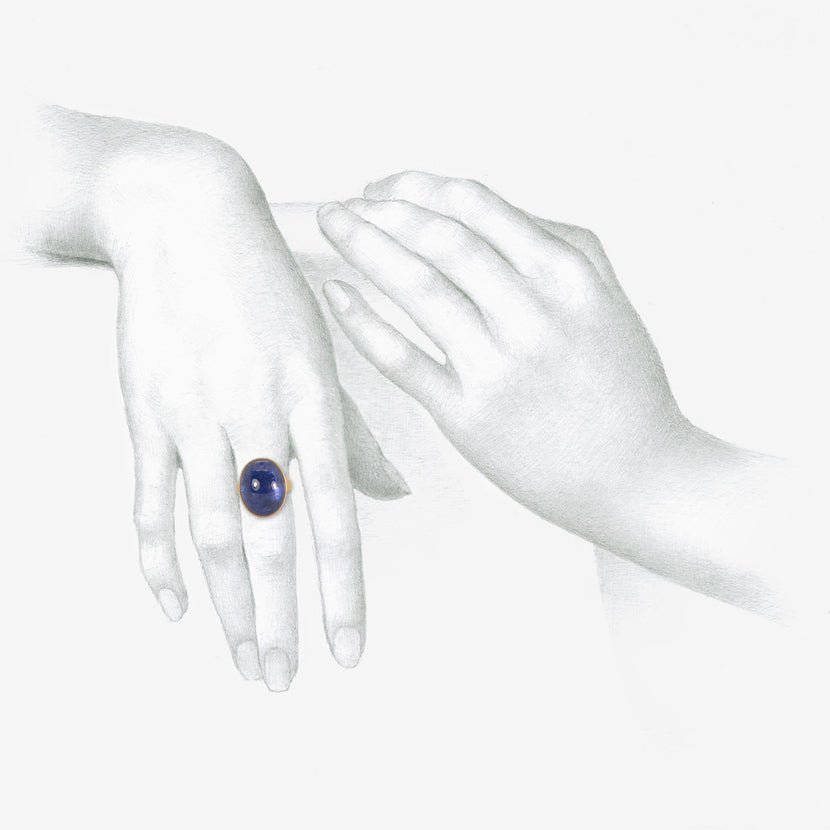 LOLA BROOKS 18K & OVAL TANZANITE RING, 18.39CT
