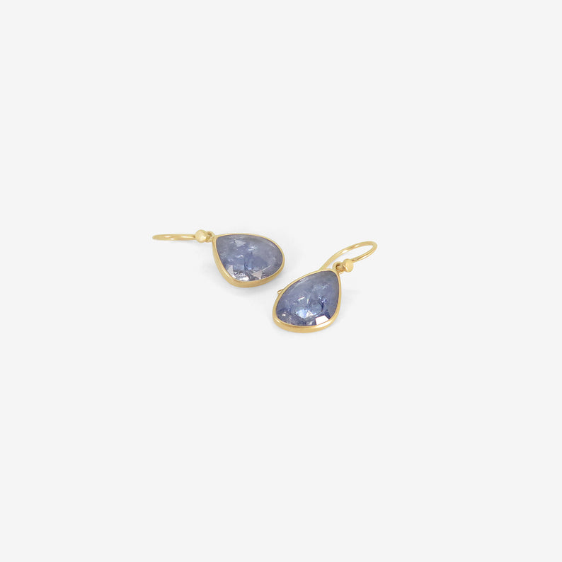 LOLA BROOKS 18K & PALE BLUE TANZANITE PEBBLE DROP EARRINGS, 6.67CT