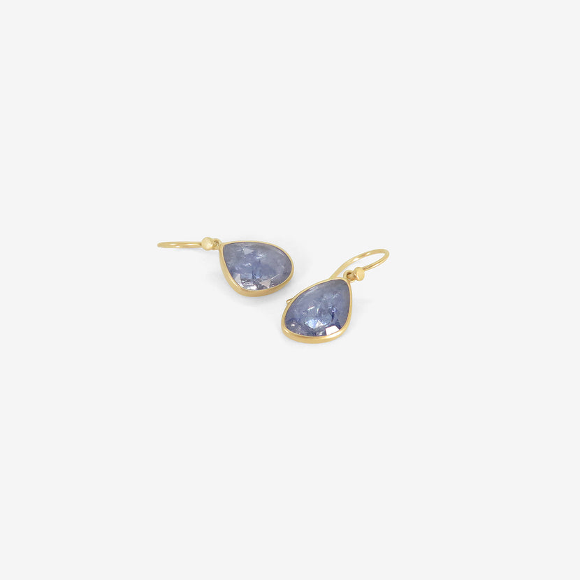 LOLA BROOKS 18K & PALE BLUE TANZANITE PEBBLE DROP EARRINGS, 6.67CT