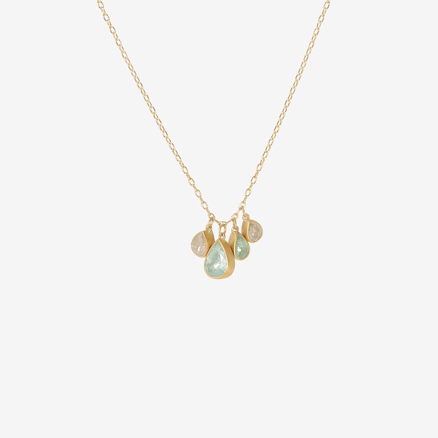 LOLA BROOKS 22K DROPLET NECKLACE WITH PARAIBA TOURMALINE AND ICY DIAMOND