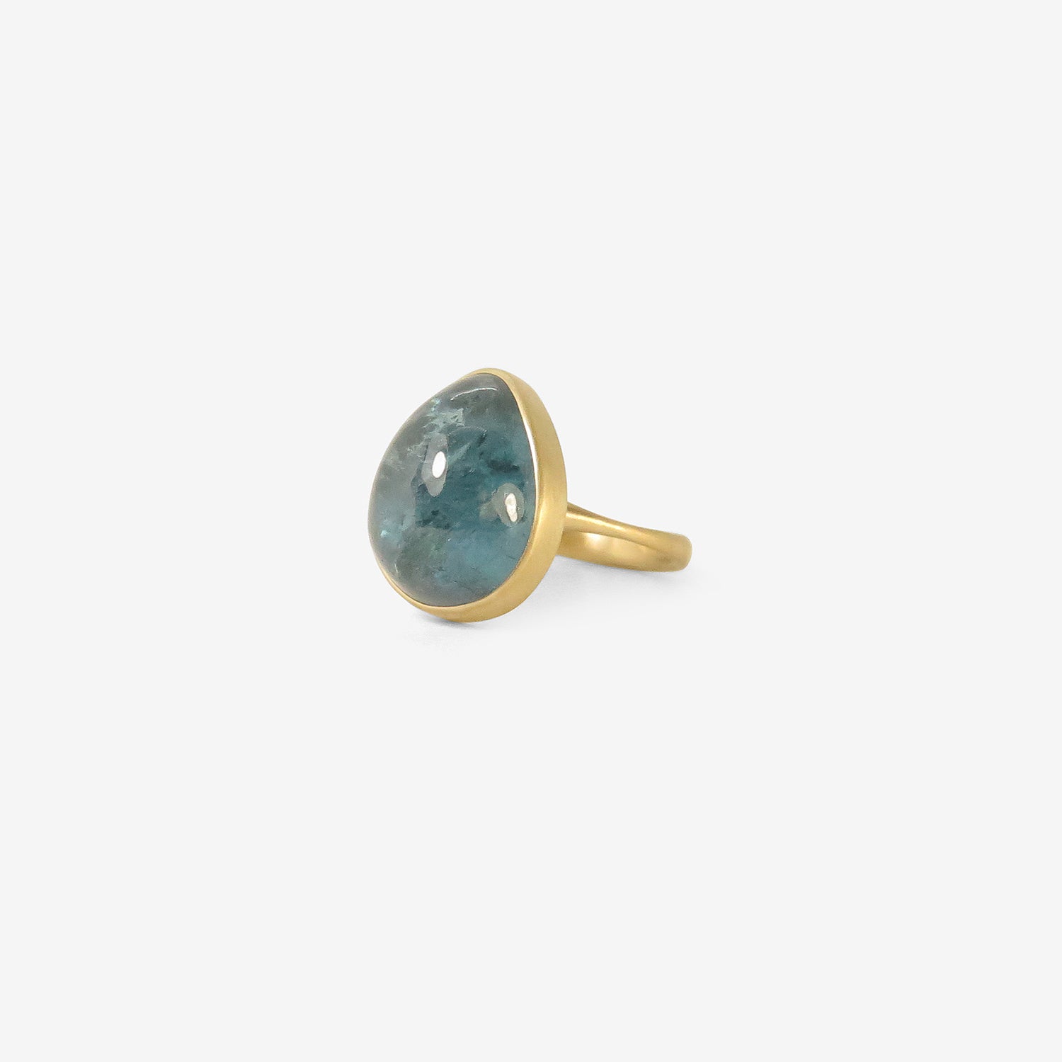 LOLA BROOKS 18K & PEAR-ISH BLUE TOURMALINE RING, 18.03CT