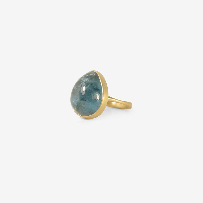 LOLA BROOKS 18K & PEAR-ISH BLUE TOURMALINE RING, 18.03CT