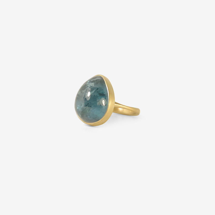 LOLA BROOKS 18K & PEAR-ISH BLUE TOURMALINE RING, 18.03CT