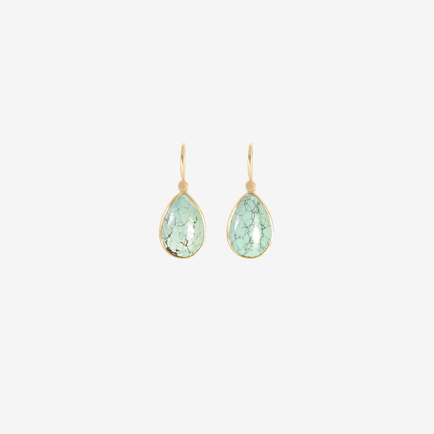 LOLA BROOKS 18K & PEAR-SHAPED TIBETAN TURQUOISE DROP EARRINGS, 8.63CT