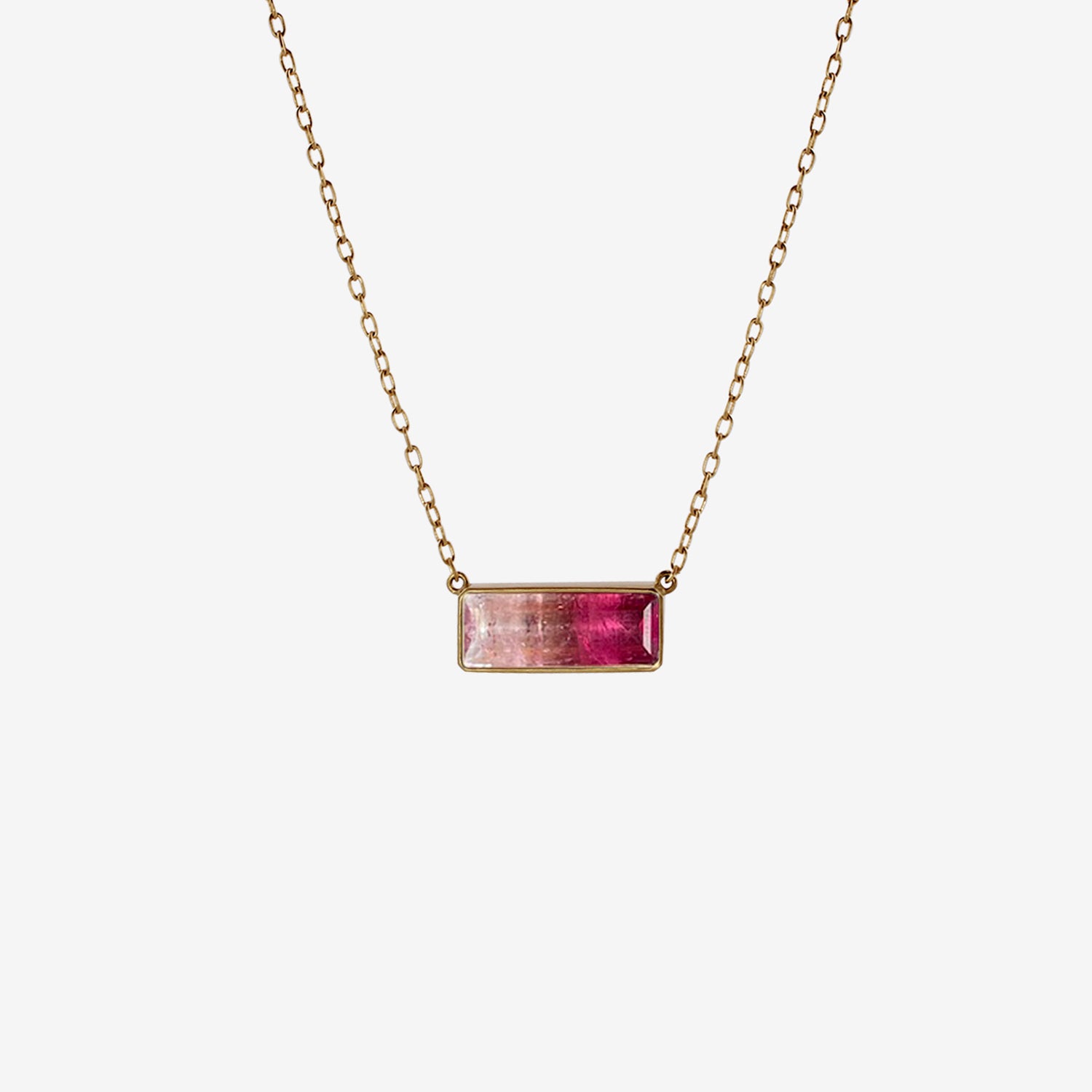 LOLA BROOKS 18K & PINK OMBRÉ TOURMALINE BAR NECKLACE, 6.69CT