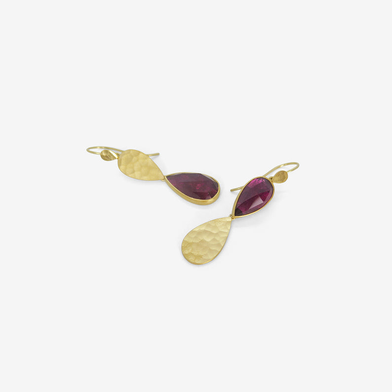 LOLA BROOKS 22K & PINK TOURMALINE KLIMT DOUBLE DROP EARRINGS, 11.02CT