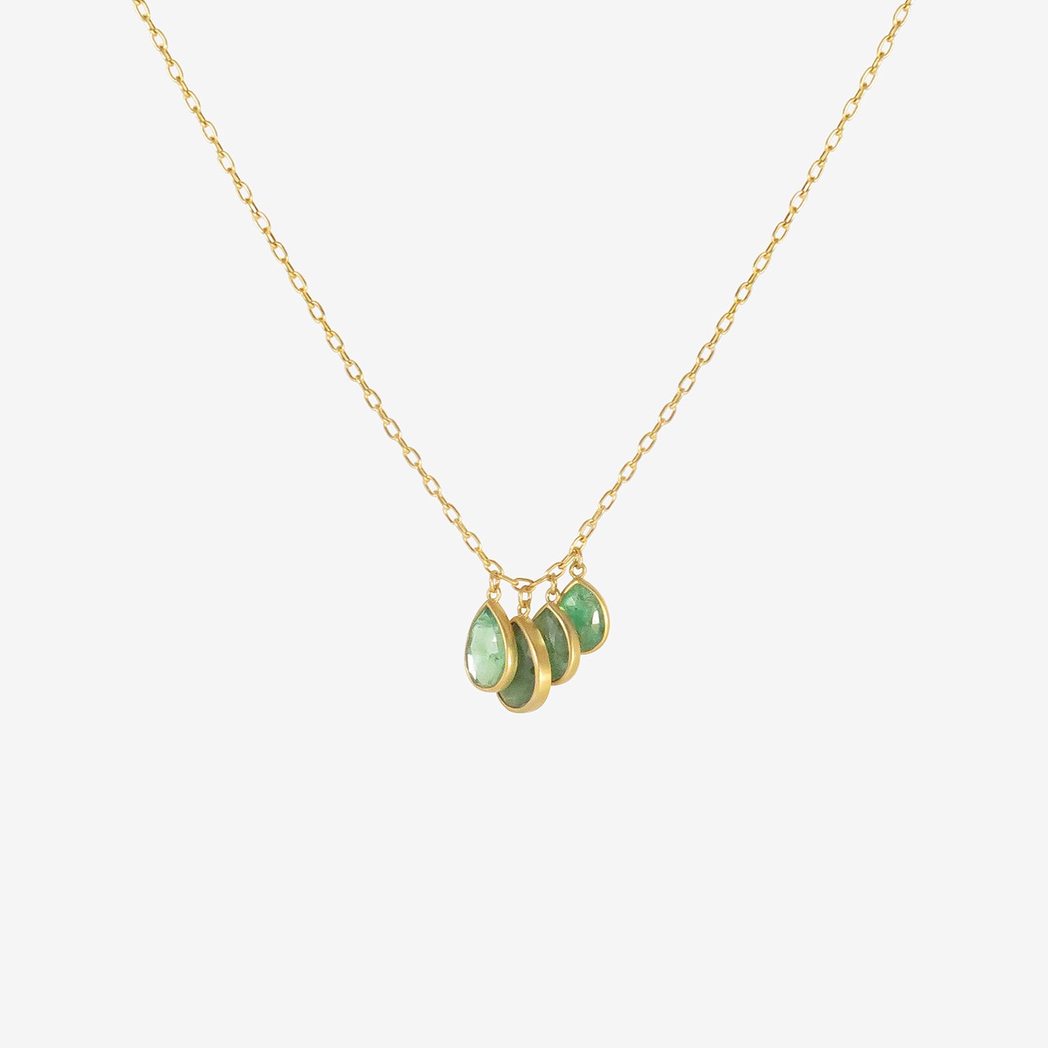 LOLA BROOKS 18K & QUADRUPLE EMERALD DROPLET NECKLACE, 3.82CT LOLA BROOKS 18K & QUADRUPLE EMERALD DROPLET NECKLACE, 3.82CT