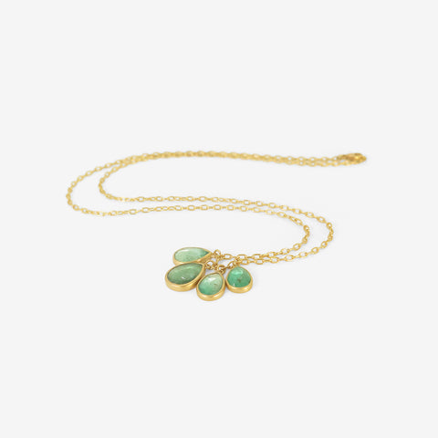 LOLA BROOKS 18K & QUADRUPLE EMERALD DROPLET NECKLACE, 3.82CT