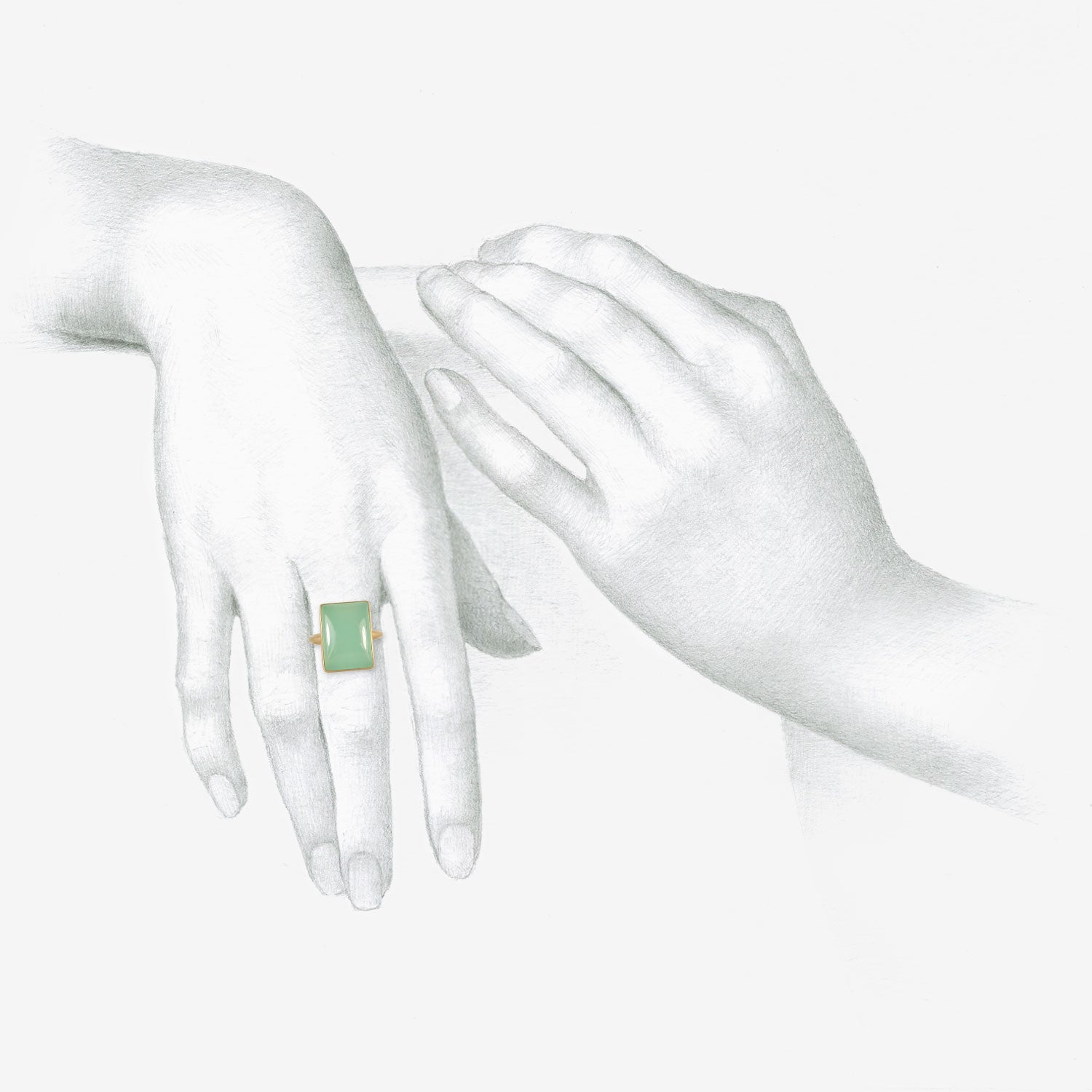 LOLA BROOKS 18K & RECTANGULAR CHRYSOPRASE RING, 9.82CT