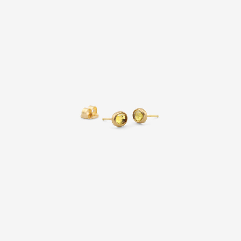 LOLA BROOKS 18K & ROSE-CUT YELLOW SAPPHIRE PEBBLE STUDS, 1.05CT